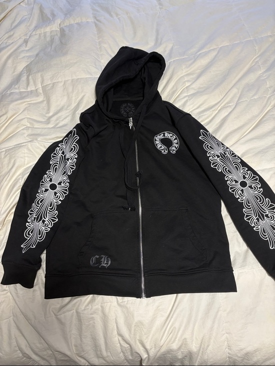 Chrome Hearts Other - Chrome Hearts Black Hoodie with White Sleeve Prints